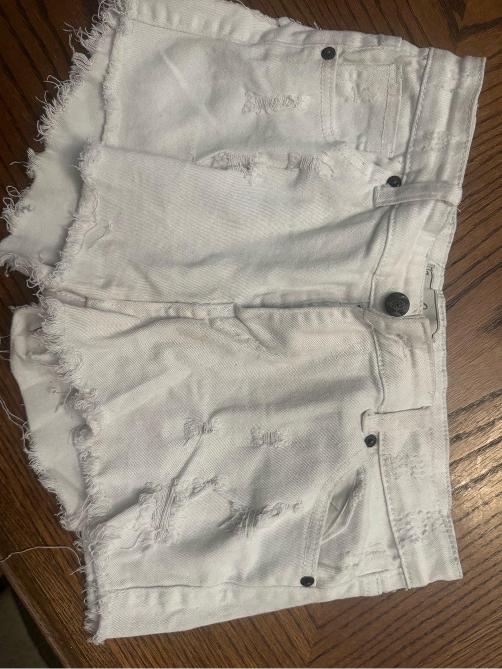 Frayed Hem White Denim Jean Shorts